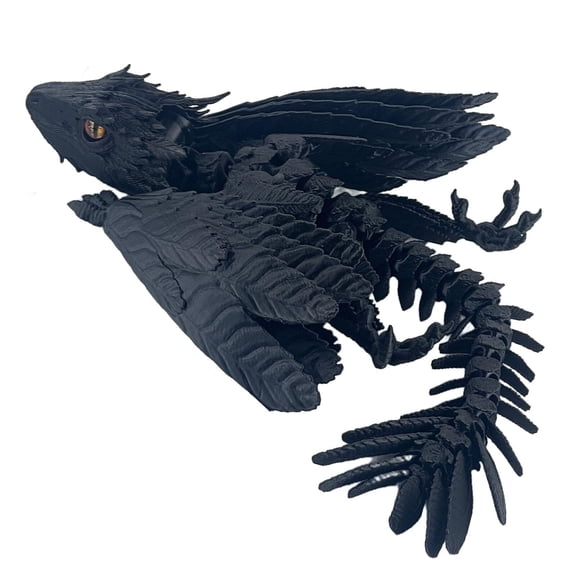 3D Printed Articulated Dragon Figurine with Wings, Desktop Pet Decor