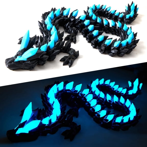 3D Printed Articulated Dragon Flexible Crystal Large Decor Gift