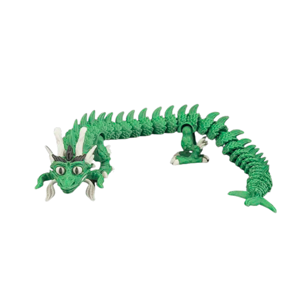 3D Printed Articulated Dragon – Flexible Fantasy Dragon Figure – Multi Color Options – Poseable Collectible Color: Green