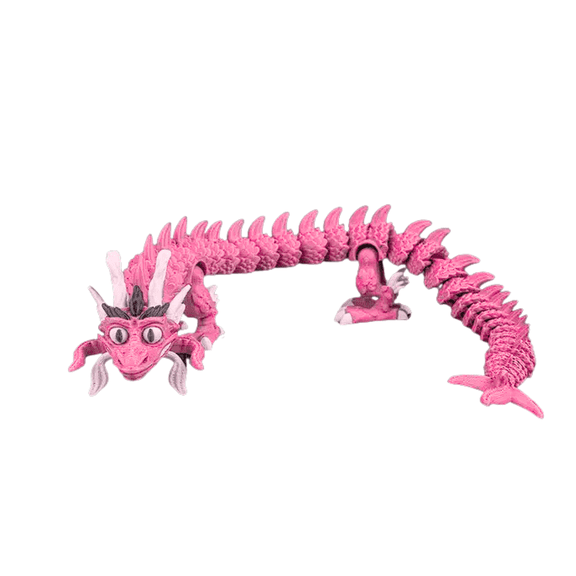 3D Printed Articulated Dragon – Flexible Fantasy Dragon Figure – Multi Color Options – Poseable Collectible Color: Pink