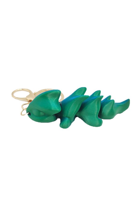 3D Printed Articulated Dragon Keychain Flexible Fantasy Creature Backpack Charm Novelty Hanging Accessory for Purses and Keyrings Unique Art Army Green