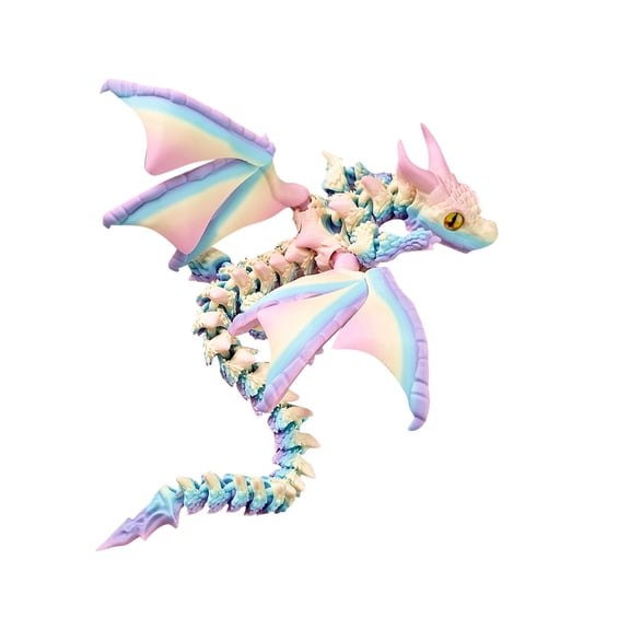 3D Printed Articulated Dragon, Movable Joint Sensory Fidget Toy for Desk Decor and Birthday Gift Matte Rainbow