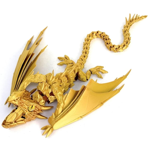 3D Printed Articulated Dragon With Movable Wings, Tail & Open Mouth Poseable Office Desk Decor, Dragon Small Sculpture