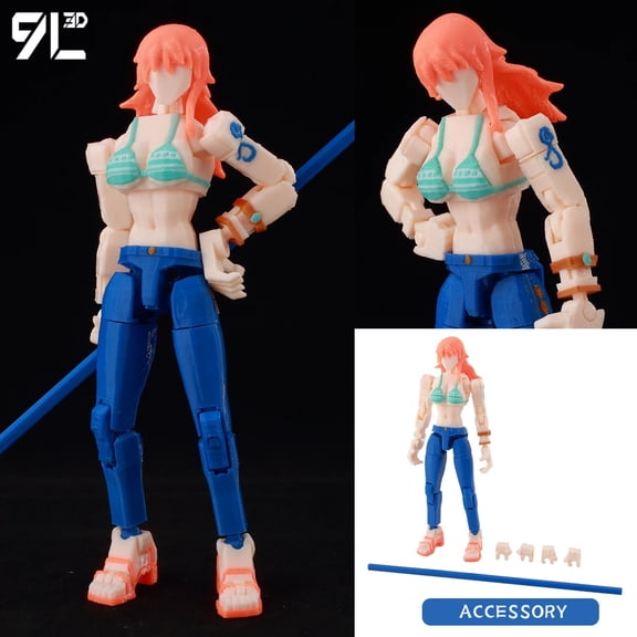 3D‑Printed Articulated Female Action Figure, Multi‑Joint Posable Anime‑Style Character Model, Custom Pose Doll for Stop‑Motion Animation & Hobby Display