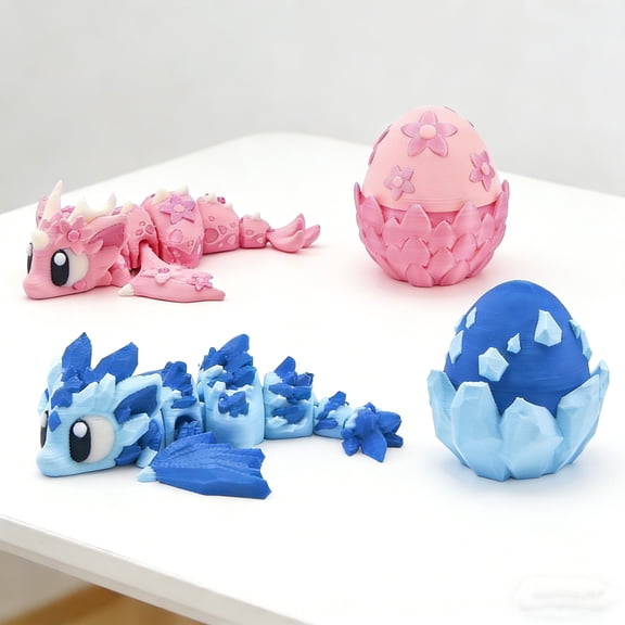 3D Printed Articulated Glacier Little Flying Dragon for Desktop Decoration in Blue and Movable Joint Animal Ornaments(Only Dragon,No Eggs)