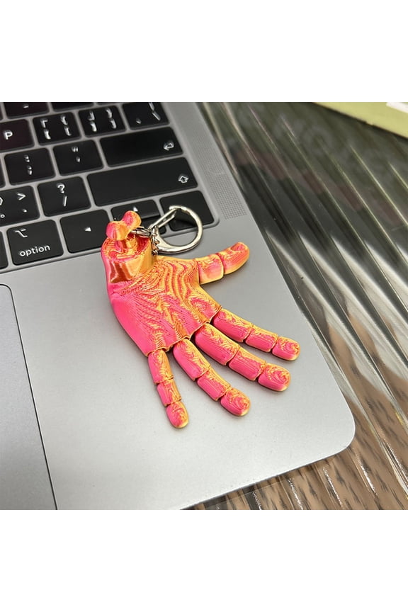 3D Printed Articulated Hand Keychain Flexible Human Anatomy Figure Novelty Backpack Charm Creative Hanging Ornament for Artistic Key Identification Saffron