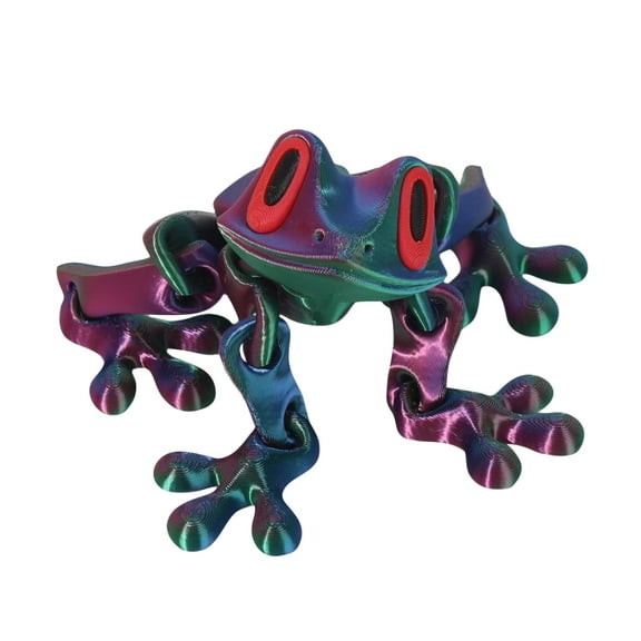 3D-Printed Articulated Magnetic Frog Toy, Multi Color 15.5Cm Long, For Refrigerator Car Decoration