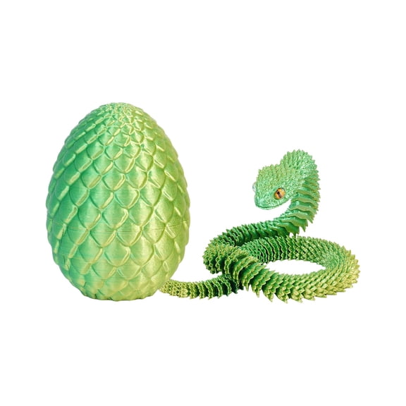 3D Printed Articulated Movable Joint Dragon Egg And Snake Model Set, Highly Detailed Handmade Craft With Realistic Design, Collectible Stress Relief Decor For Home Office Shelf