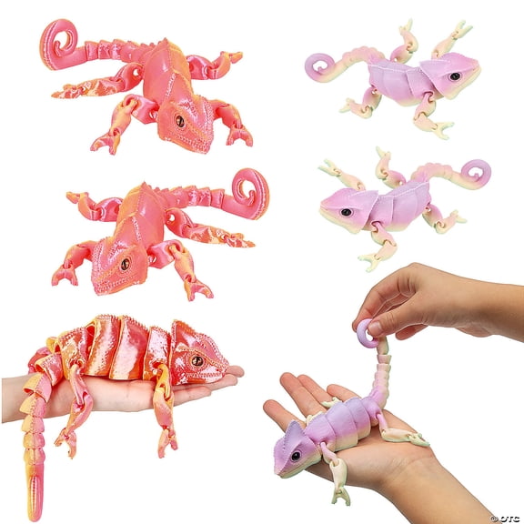 3D-Printed Articulated Plastic Large & Small Lizards Assortment - 6 Pieces