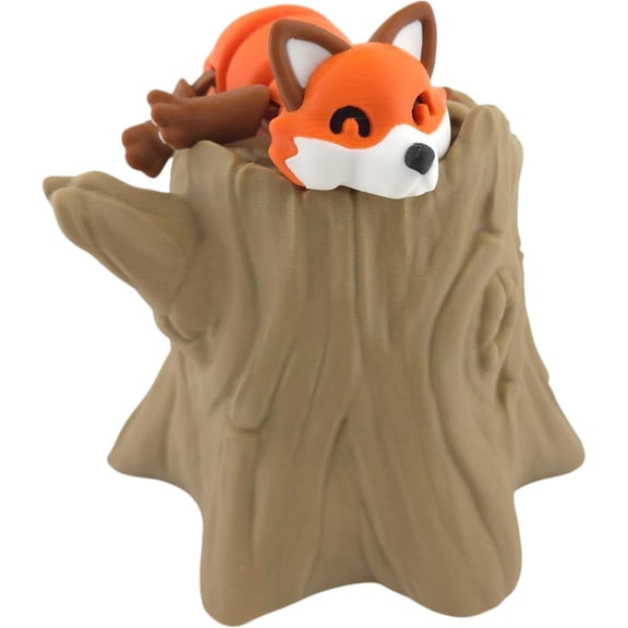 3D Printed Articulated Red Fox Poseable Woodland Animal Figurine, Cute Desk Décor & Collectible