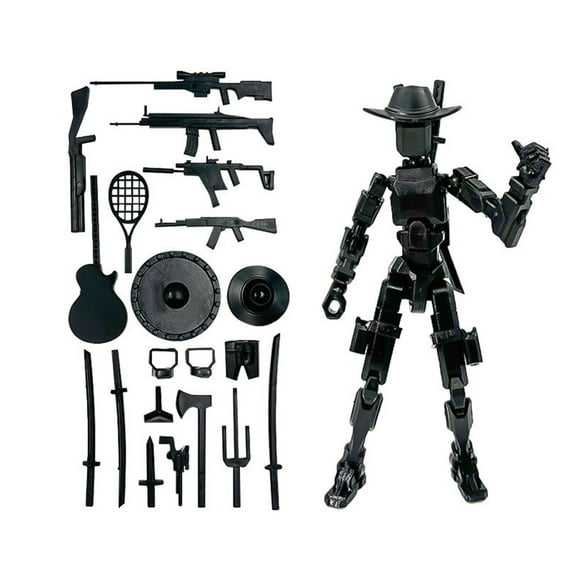 3D Printed Articulated Robot (5.1 inch), Multi-Jointed Movable Doll with Interchangeable Weapons and Various Accessories for Stop Motion and Desktop Decor