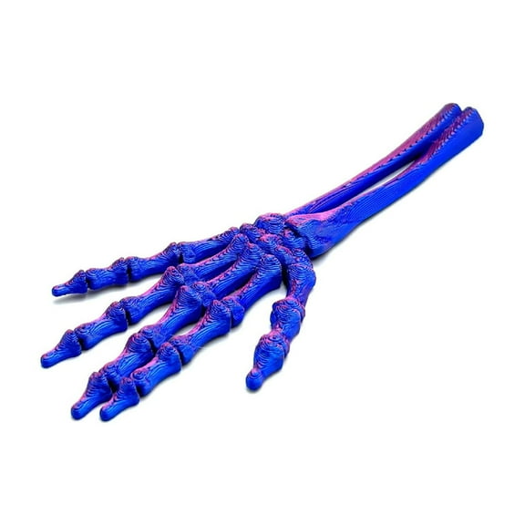 3D Printed Articulated Skeleton Claw Bone Rack Desktop Sculpture Intricate Humanoid Hand Model for Gothic and Holiday Decoration Royal Blue