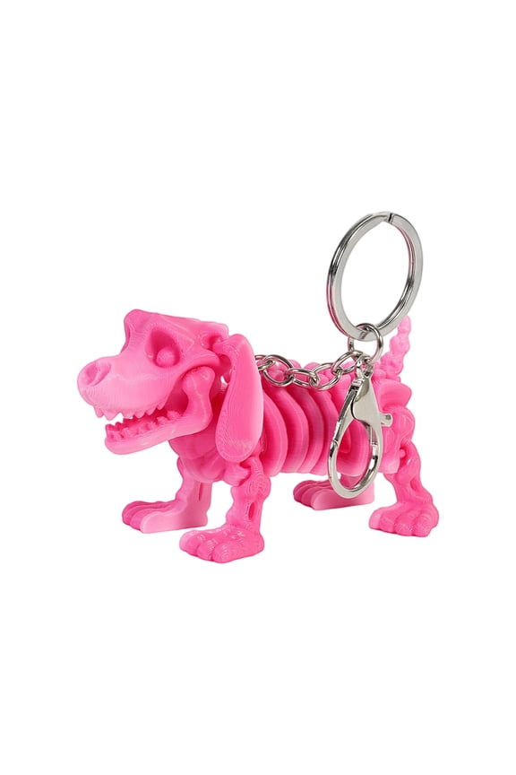 3D Printed Articulated Skeleton Dog Keychain Flexible Canine Figure Backpack Charm Creative Hanging Ornament for Personalized Keyring and Bags Red