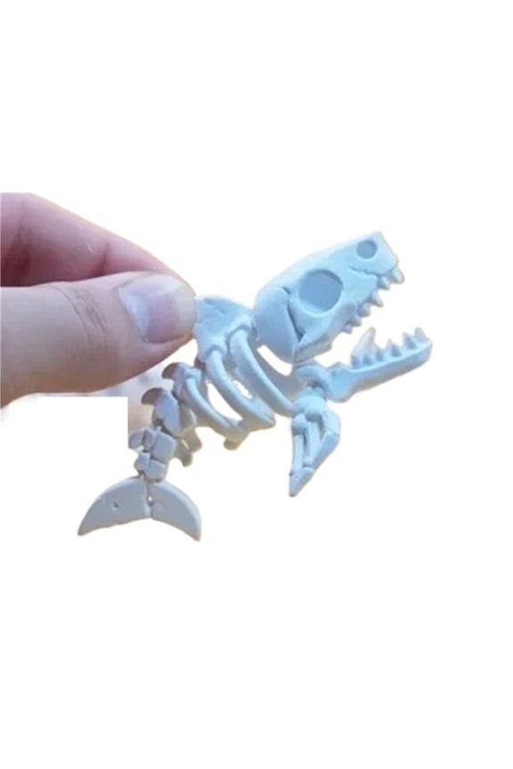 3D Printed Articulated Skeleton Shark Keychain Movable Joints Figurine