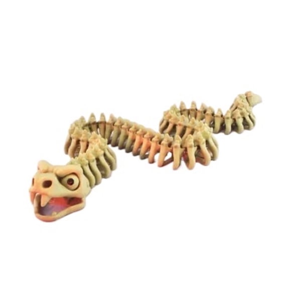 3D Printed Articulated Snake Skeleton Figurine, Bendable Python Bone Sculpture Halloween Gothic Desk Decor