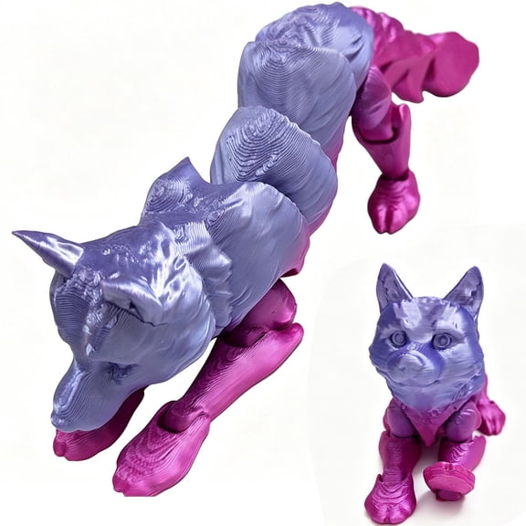 3D Printed Articulated Wolf Model with Flexible Joints, Realistic Posing, Premium Printing Technology for Home Office Desktop Decor and Stress Relief