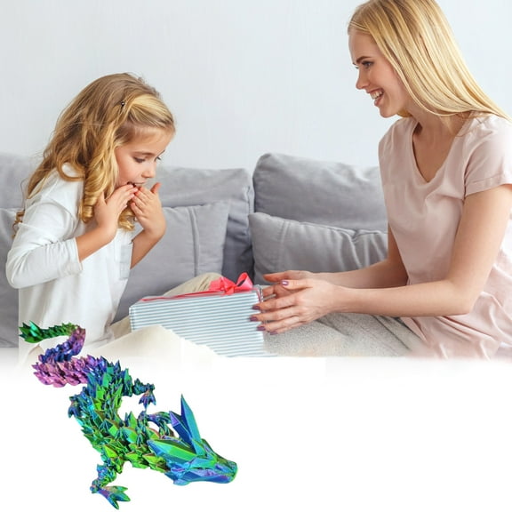 3D Printed Articulated Wyvern Dragon Toy With Articulated Limbs And Joints, 3D Printed Crystal Dragon Model Crafted With Advanced 3D Printing Technology, Ideal For Big Kids Teens
