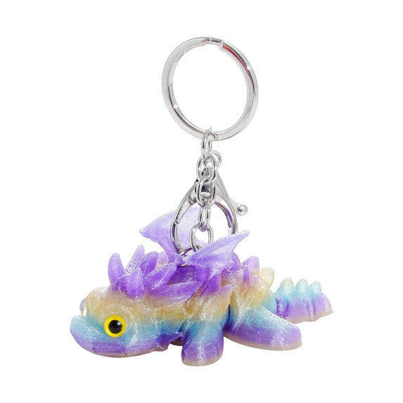 3D Printed Baby Dragon Keychain – 3D Flying Dragon Pendant for Backpack, Fantasy Animal Key Ring Gift for Kids, Teens & Dragon Lovers,Dark Purple