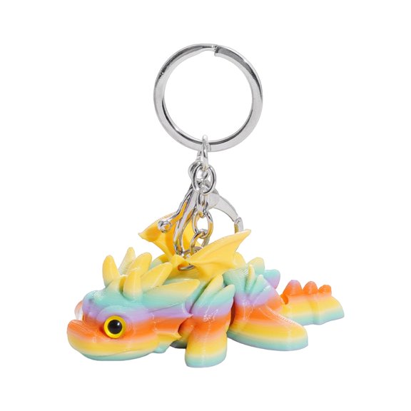 3D Printed Baby Dragon Keychain – 3D Flying Dragon Pendant for Backpack, Fantasy Animal Key Ring Gift for Kids, Teens & Dragon Lovers,Red