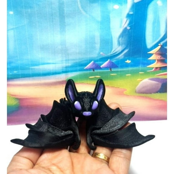 3D Printed Bat, Articulated Cinderbat for Halloween Decor, Spooky Poseable Fidget Trick or Treat Bats