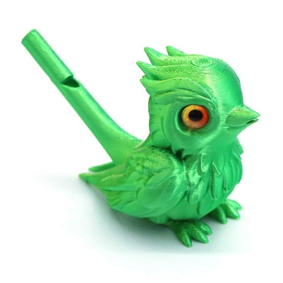 3D Printed Bird Water Whistle Musical Instrument Desktop Figurine Set, Functional Artisan Sculpture for Creative Home Decor and Sound Play Fluorescent Green