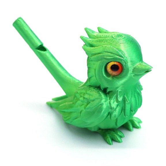 3D Printed Bird Water Whistle Musical Instrument Desktop Figurine Set, Functional Artisan Sculpture for Creative Home Decor and Sound Play Green