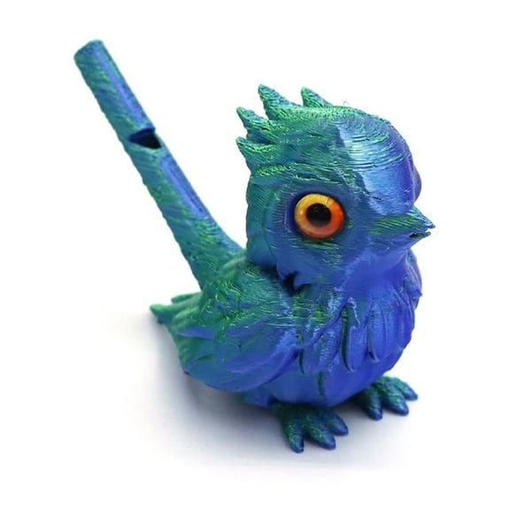 3D Printed Bird Water Whistle Musical Instrument Desktop Figurine Set, Functional Artisan Sculpture for Creative Home Decor and Sound Play Blue