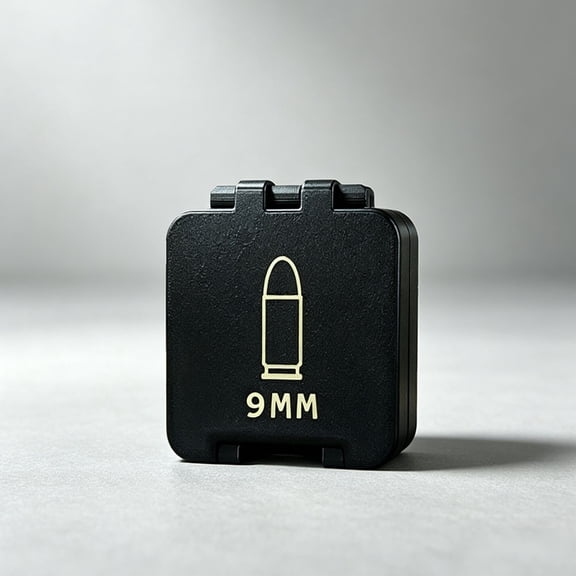 3D Printed Black 9MM Ammo Storage Box, Small Portable Ammunition Organizer Container for Range Outdoor Use