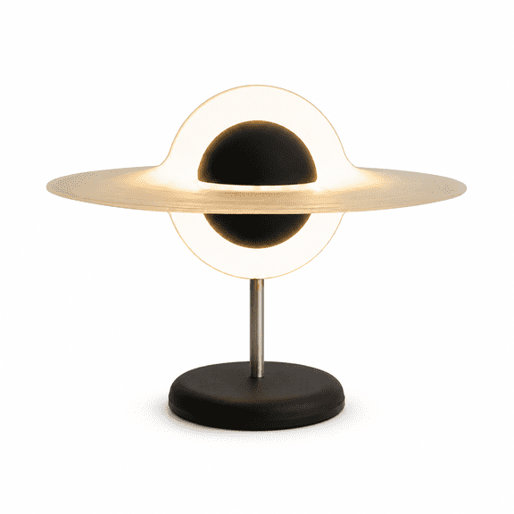 3D Printed Black Hole Lamp with Planet Ring Design - USB Powered Warm White Desk Light for Bedroom, Study, Office and Shelf Decor