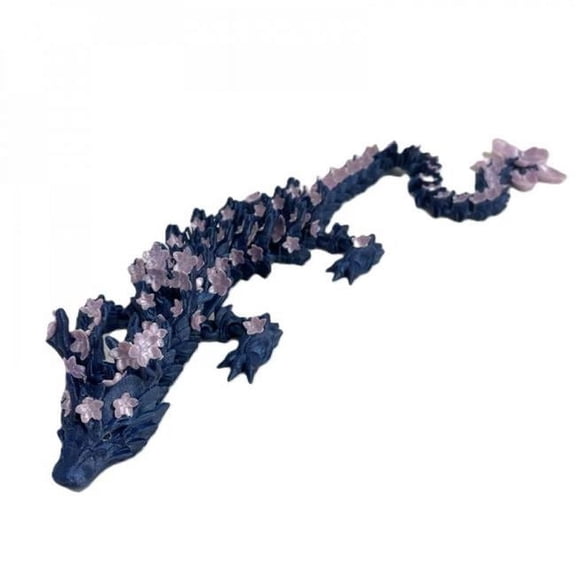 3D Printed Blue Cherry Blossom Dragon Figurine