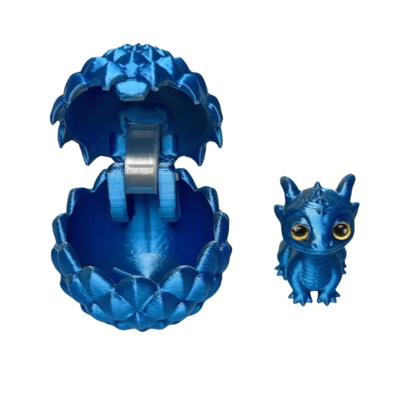 3D Printed Blue Dragon Egg Toy Set, 1 Openable Blue Dragon Egg With Hinged Lid & 1 Highly Detailed Blue Dragon Figure With Bright Eyes, 3D Crafted Fantasy Collectible For Teens