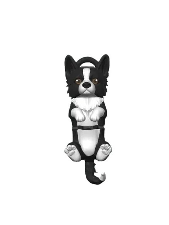 3D Printed Border Collie Dog Articulated Pendant Keychain Black Cute Home, Articulated joints, PETG/PLA safe material, black white collie, desk car bag charm gift