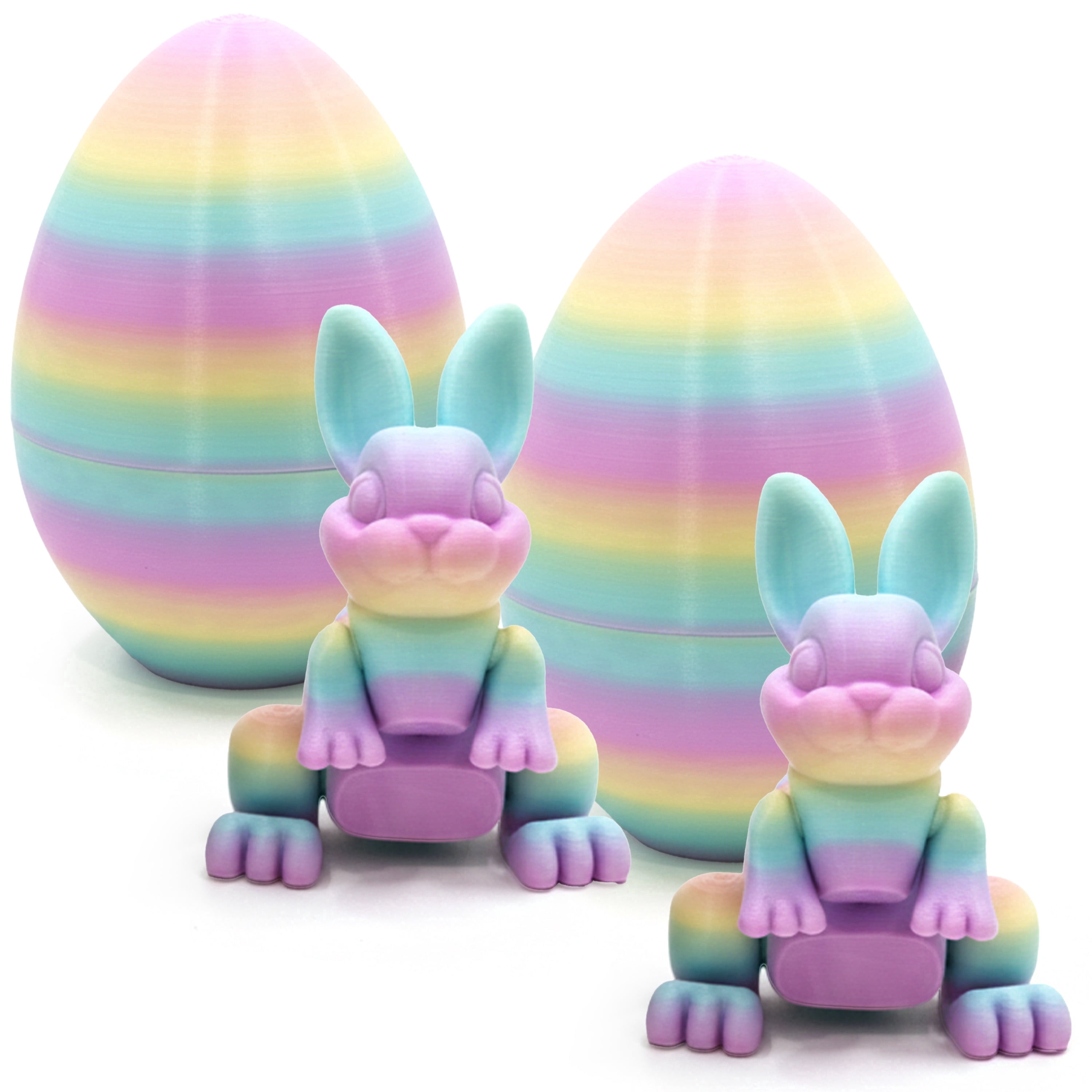 Sperric 3D Printed Bunny Surprise Eggs, 4.3” Prefilled Easter Egg with Articulated Bunny Fidget Toys, Easter Egg Toy Basket Stuffers for Kids, 2-Pack