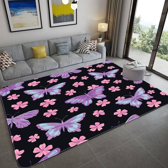 3D Printed Buttefly Carpet for Living Room Bedroom Bedside Anti-Slip Area Rugs Kids Playin