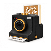 3D Printed Camera that Prints on Coffee Latte Art Stencil One Click Tool, Battery Free Mechanical Coffee Pattern Tool, Fun Beverage Topper for Party Entertaining & Coffee Lover Gifts-Black