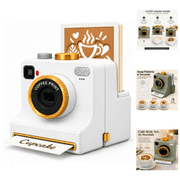 3D Printed Camera that Prints on Coffee Latte Art Stencil One Click Tool, Easy 3 Step Operation Latte Decor Tool, Great for Brunch Gathering and Home Entertainment-White