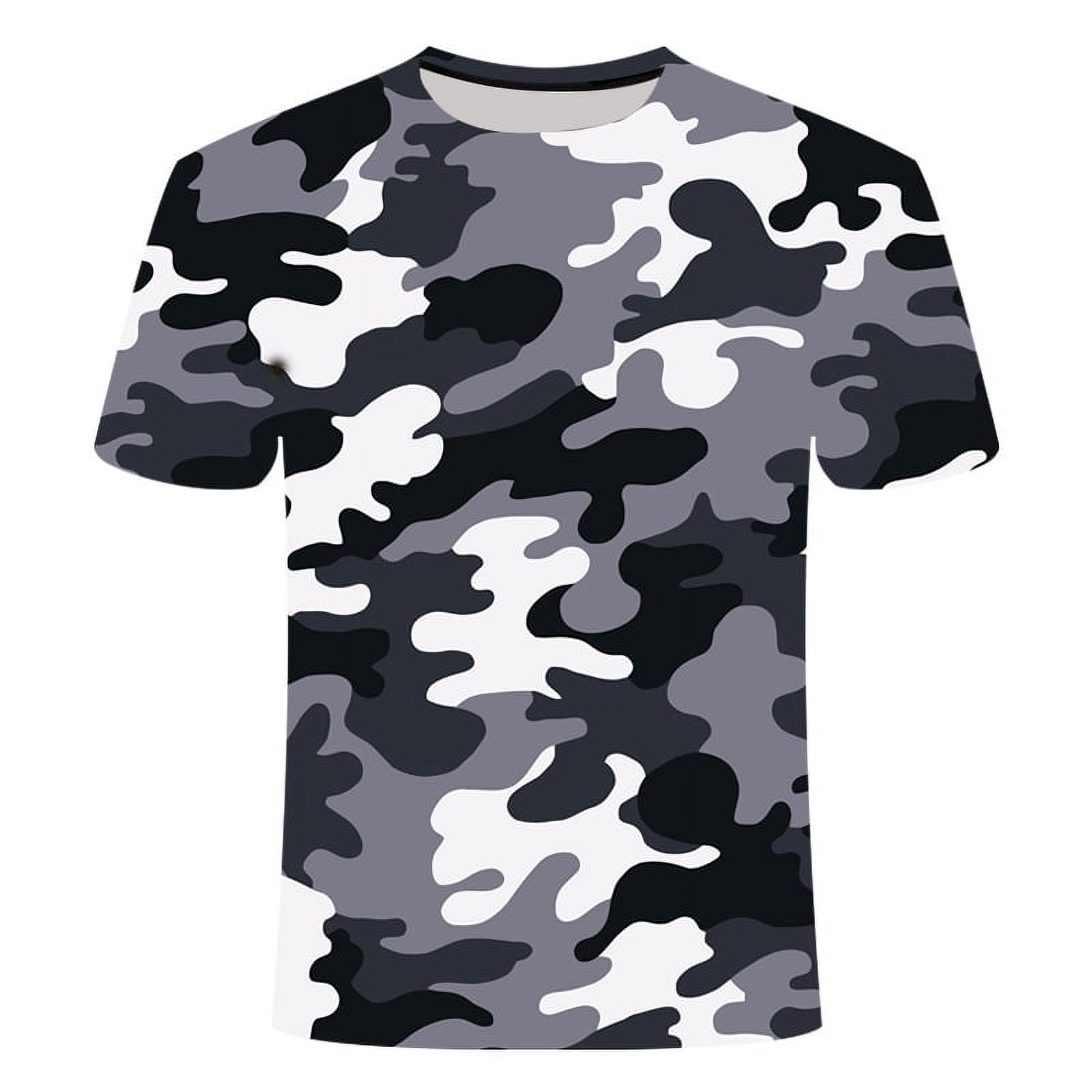 3D Printed Camouflage Tee Mens Short Sleeve Athletic Shirts Fitness ...