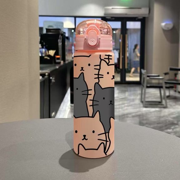 3D Printed Cartoon Cat 780ML Water Bottle – Durable, PVC-Free & Leak-Proof (Matte Finish + Carry Loop) for Holidays