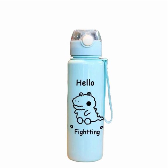 3D Printed Cartoon Dinosaur & Rabbit Pattern Water Bottle - Cute Stereoscopic Texture, Fade-Resistant, Scratch-Proof, Leakproof