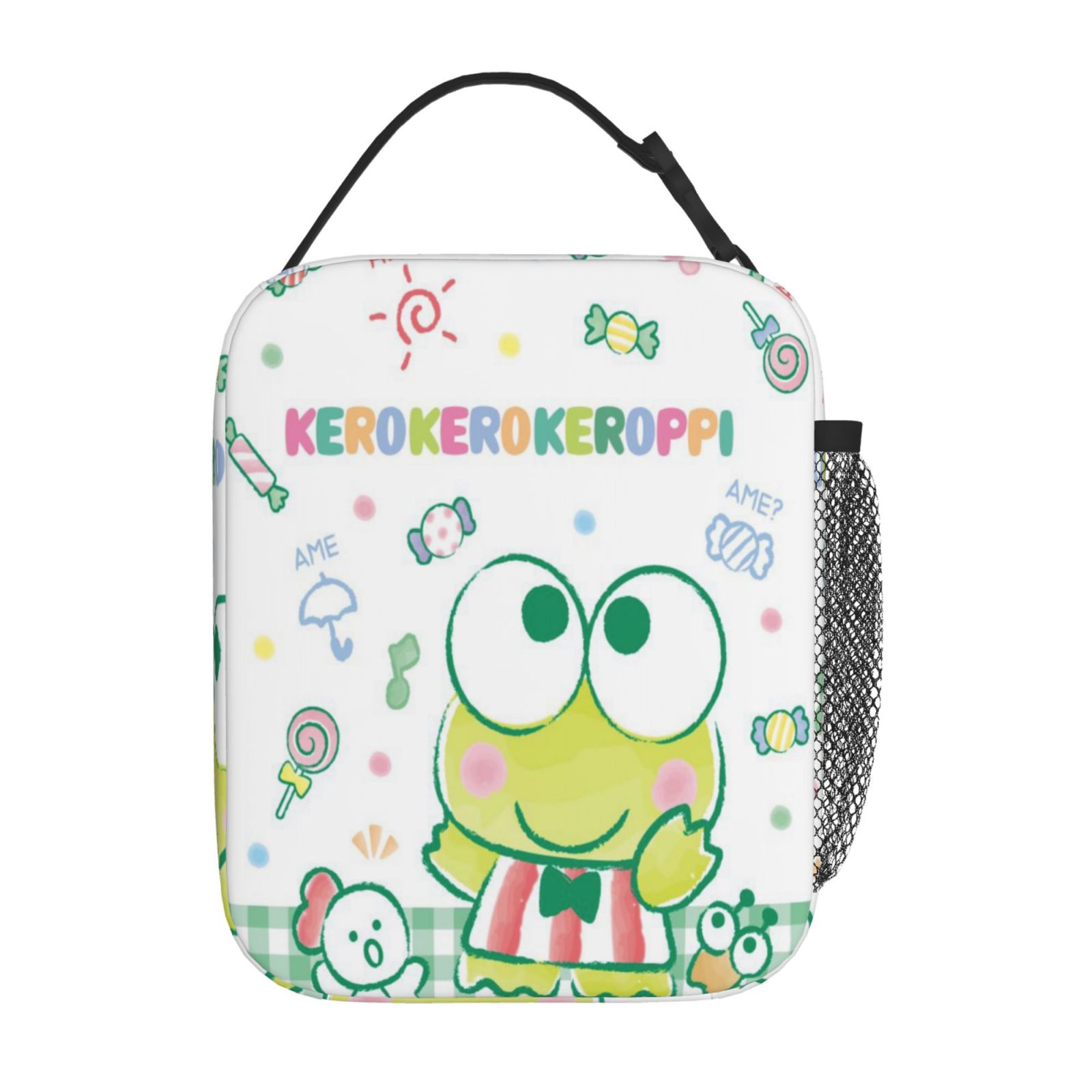 3D Printed Cartoon Keroppi Insulated Lunch Bag Office Work Picnic Beach Reusable Large Capacity