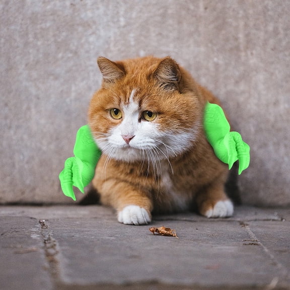 3D Printed Cat Arms Dinosaur Claws Pet Costume Accessory Funny Muscular T-Rex Arms for Cats Dogs Halloween Cosplay Photo Prop Green