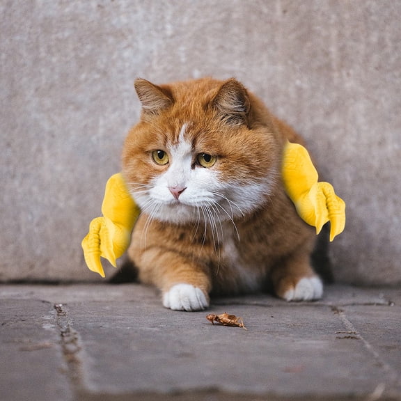 3D Printed Cat Arms Dinosaur Claws Pet Costume Accessory Funny Muscular T-Rex Arms for Cats Dogs Halloween Cosplay Photo Prop Yellow