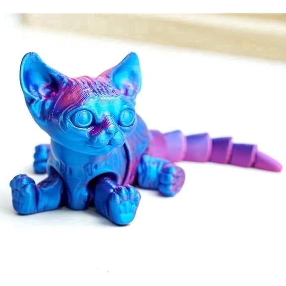 3D Printed Cat Model,Flexible Cat Animals Toy Statue,Joint Mobility,Home Office Decor,Interesting Toys for Autism/ADHD,Festival Gifts toco,Fidget Toys, Executive Desk Toy (RB)