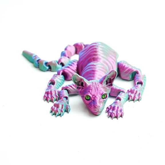 3D Printed Cat Ornament,Articulated Hairless cat Models,Flexible Joint Figurines, 3D Printing Stuff Cheap,Surprise Fantasy Gifts (PG)