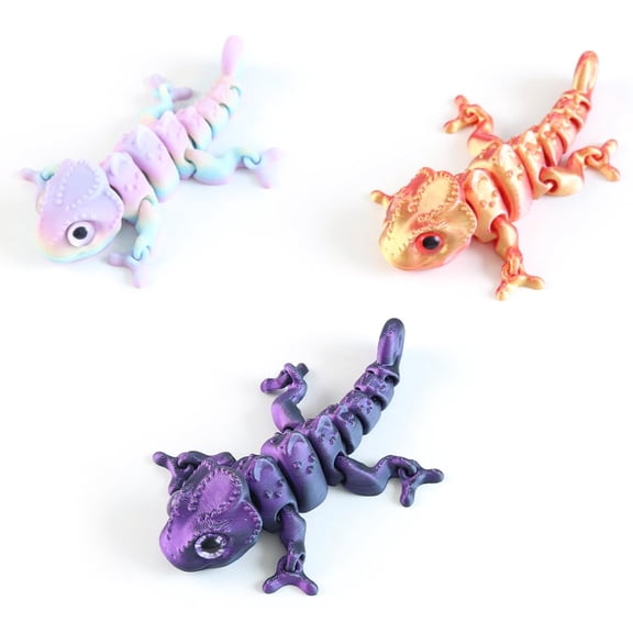 3D Printed Chameleon, 3D Printed Animals Cool Lizard, 3D Printed Animals with Flexible Joints, Stress Relief Fidget Toys for Adults, Home Office Decoration Desktop Toys (3pcs)