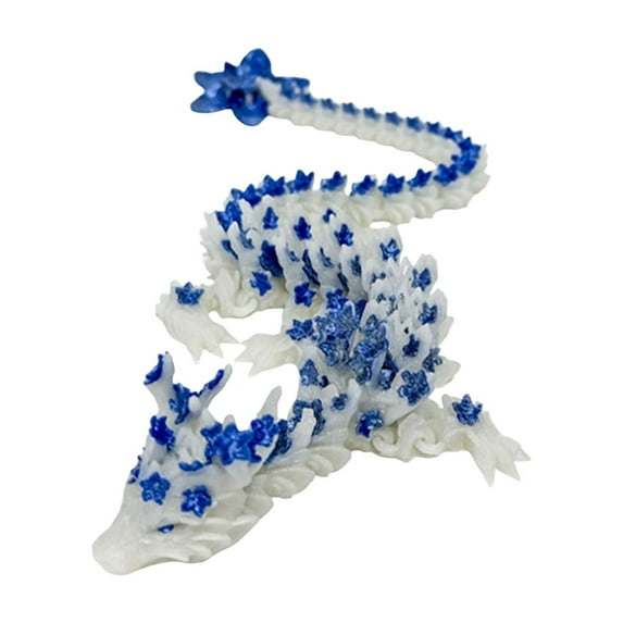 3D Printed Cherry Blossom Crystal Dragon, 11.02 Inch Articulated & Magical Movable Dragon Model - Perfect for Display, Collection, and Unique Gift