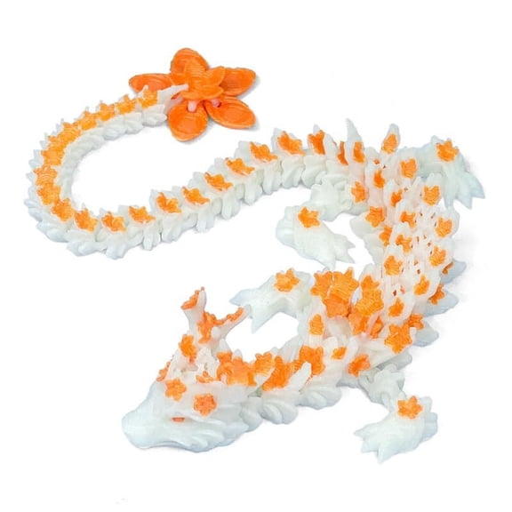 3D Printed Cherry Blossom Crystal Dragon, Decorative Item Articulated & Magical Movable Model Display, Collection Gift, Home Office Executive Desk Decor Small Sculpture
