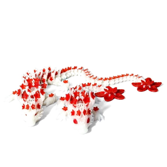 3D Printed Cherry Blossom Crystal Dragon, Decorative Item Articulated & Magical Movable Model Display, Collection Gift, Home Office Executive Desk Decor Small Sculpture