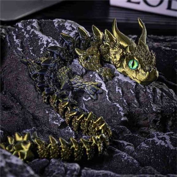 3D Printed Chinese Dragon Figure, Poseable Joints, Flexible Desk Decor