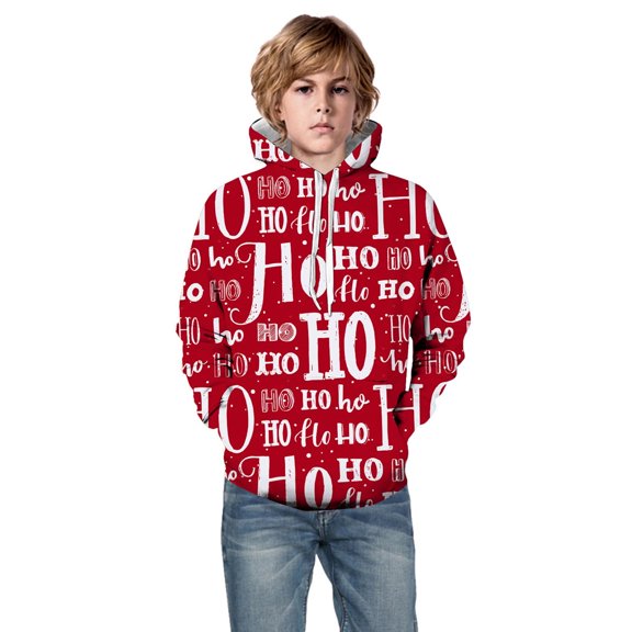 3D Printed Christmas Hoodies For Boys Girls Kids Sweatshirts Pullover Novelty Cool Winter Clothes With Pockets